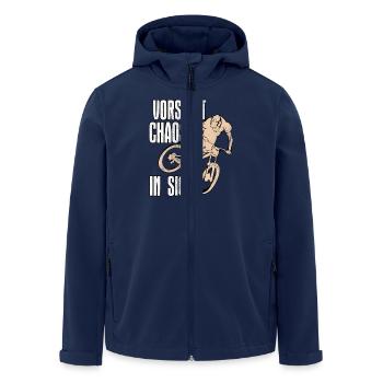 Mountainbiker VORSICHT CHAOS IN SICHT Lustiges - Recycelte Männer Softshell-Jacke von Stanley/Stella - Navy - Vorne - AI Model Male 185 light (185cm)