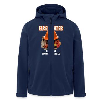 FIREFIGHTER COME AT SMOKE SIGNALS - Men’s Recycled Softshell Jacket by Stanley/Stella - navy - Front - AI Model Male 185 light (185cm)