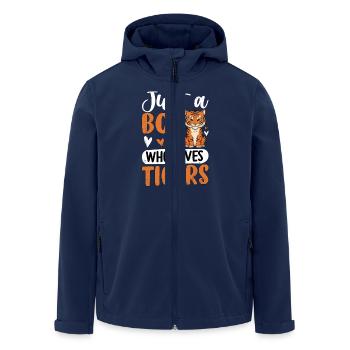 Just a Boy Who Loves Tigers - Recycelte Männer Softshell-Jacke von Stanley/Stella - Navy - Vorne - AI Model Male 185 light (185cm)