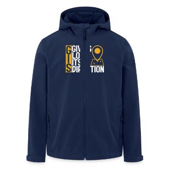 Geographic Information Systems - Men’s Recycled Softshell Jacket by Stanley/Stella - navy - Front - AI Model Male 185 light (185cm)