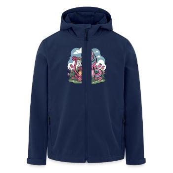 Einhorn Mit Harfe Und Erdbeeren Im Blumenfeld - Recycelte Männer Softshell-Jacke von Stanley/Stella - Navy - Vorne - AI Model Male 185 light (185cm)