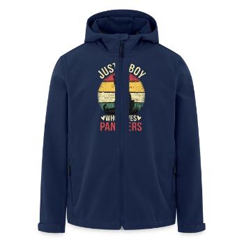 Just a Boy Who Loves Panthers - Recycelte Männer Softshell-Jacke von Stanley/Stella - Navy - Vorne - AI Model Male 185 light (185cm)