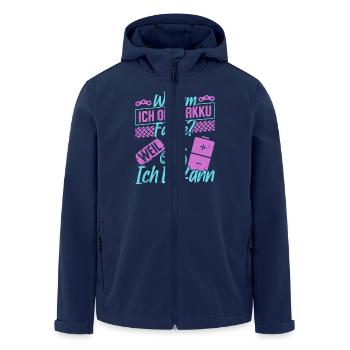 Radfahrer WARUM ICH OHNE AKKU FAHRE? Lustiges - Recycelte Männer Softshell-Jacke von Stanley/Stella - Navy - Vorne - AI Model Male 185 light (185cm)