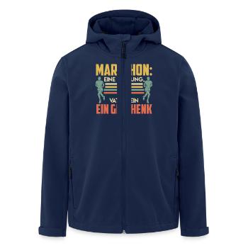 Papa MARATHON DIE LEISTUNG VATER SEIN GESCHENK - Recycelte Männer Softshell-Jacke von Stanley/Stella - Navy - Vorne - AI Model Male 185 light (185cm)