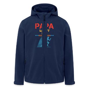 Läufer PAPA LÄUFT DEN MARATHON Laufen Lustiges - Recycelte Männer Softshell-Jacke von Stanley/Stella - Navy - Vorne - AI Model Male 185 light (185cm)