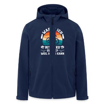 Elektro Rad WARUM ICH MIT AKKU FAHRE Lustig - Recycelte Männer Softshell-Jacke von Stanley/Stella - Navy - Vorne - AI Model Male 185 light (185cm)