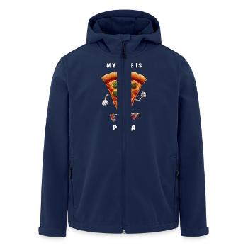 MY LOVE IS PIZZA - Men’s Recycled Softshell Jacket by Stanley/Stella - navy - Front - AI Model Male 185 light (185cm)