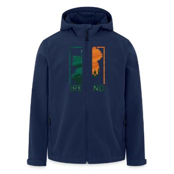 Ireland Map with Skyline and Irish Flag - Men’s Recycled Softshell Jacket by Stanley/Stella - navy - Front - AI Model Male 185 light (185cm)
