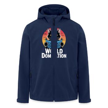 World domination – cat with big plans - Men’s Recycled Softshell Jacket by Stanley/Stella - navy - Front - AI Model Male 185 light (185cm)