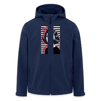 Pop Art Retro Face Woman Stylish Design - Men’s Recycled Softshell Jacket by Stanley/Stella - navy - Front - AI Model Male 185 light (185cm)