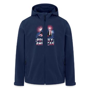 Proudly American Cap Mit Feuerwerk - Recycelte Männer Softshell-Jacke von Stanley/Stella - Navy - Vorne - AI Model Male 185 light (185cm)