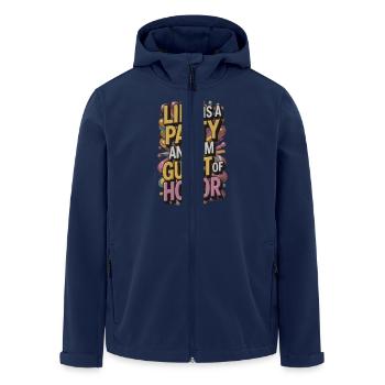 La vie est une fête – invité de la soirée - Veste softshell homme en polyester recyclé Stanley/Stella - marine - Devant - AI Model Male 185 light (185cm)