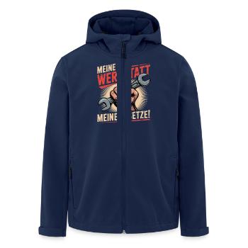 Meine Werkstatt Meine Gesetze - Recycelte Männer Softshell-Jacke von Stanley/Stella - Navy - Vorne - AI Model Male 185 light (185cm)