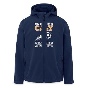 Lustiger Fußball Spruch Fußball Design - Recycelte Männer Softshell-Jacke von Stanley/Stella - Navy - Vorne - AI Model Male 185 light (185cm)