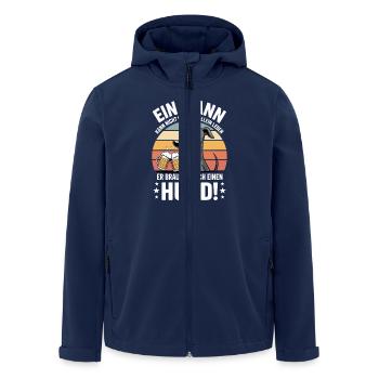 Funny Man Dog Beer - Men’s Recycled Softshell Jacket by Stanley/Stella - navy - Front - AI Model Male 185 light (185cm)