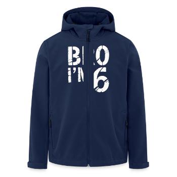 Frère, j’ai 6 ans – Design d’anniversaire cool - Veste softshell homme en polyester recyclé Stanley/Stella - marine - Devant - AI Model Male 185 light (185cm)