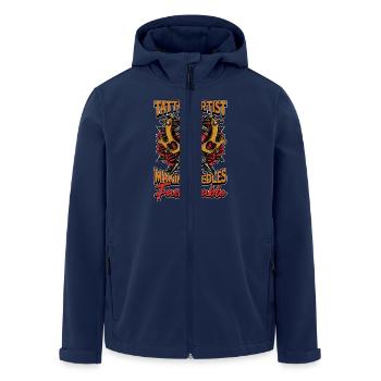 Tattoo Artist Making Needles Fashionable Tattooer - Men’s Recycled Softshell Jacket by Stanley/Stella - navy - Front - AI Model Male 185 light (185cm)
