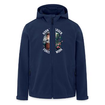 Geboren Zum Gärtnern, Gezwungen Zu Arbeiten - - Recycelte Männer Softshell-Jacke von Stanley/Stella - Navy - Vorne - AI Model Male 185 light (185cm)