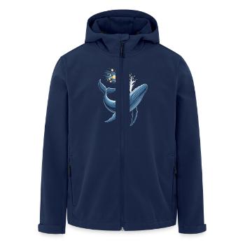 Crypto whale with Bitcoin coins splash water - Men’s Recycled Softshell Jacket by Stanley/Stella - navy - Front - AI Model Male 185 light (185cm)