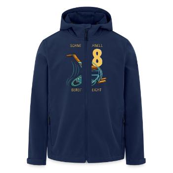 GEHHILFE SCHNELL...SCHNELL 18 BEREITS ERREICHT - Recycelte Männer Softshell-Jacke von Stanley/Stella - Navy - Vorne - AI Model Male 185 light (185cm)