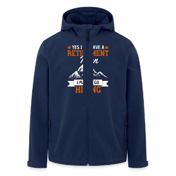 Mon plan de retraite : Faire de la randonnée - Veste softshell homme en polyester recyclé Stanley/Stella - marine - Devant - AI Model Male 185 light (185cm)