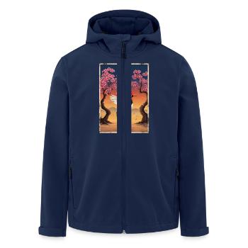 Japanese Crane Cherry Blossom - Men’s Recycled Softshell Jacket by Stanley/Stella - navy - Front - AI Model Male 185 light (185cm)