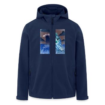 Aliens and Chickens: Unexpected Encounters - Men’s Recycled Softshell Jacket by Stanley/Stella - navy - Front - AI Model Male 185 light (185cm)