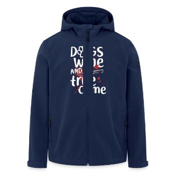 Dogs, Wine & True Crime – Funny Design - Men’s Recycled Softshell Jacket by Stanley/Stella - navy - Front - AI Model Male 185 light (185cm)