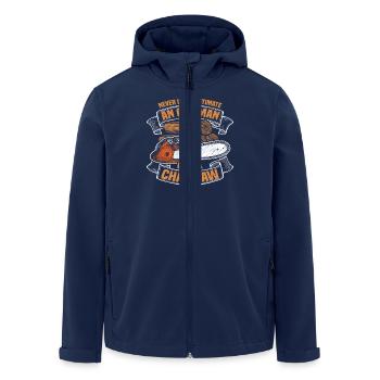 An old man wood chopping lumberjack forester - Men’s Recycled Softshell Jacket by Stanley/Stella - navy - Front - AI Model Male 185 light (185cm)