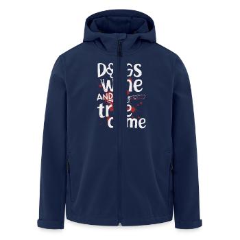 Dogs, Wine & True Crime – Funny Design - Men’s Recycled Softshell Jacket by Stanley/Stella - navy - Front - AI Model Male 185 light (185cm)