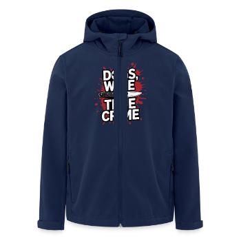 Dogs, Wine & True Crime – Funny Design - Men’s Recycled Softshell Jacket by Stanley/Stella - navy - Front - AI Model Male 185 light (185cm)