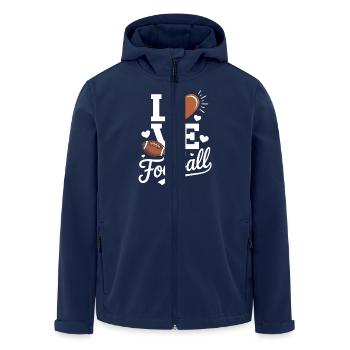 Love American Football Saying - Men’s Recycled Softshell Jacket by Stanley/Stella - navy - Front - AI Model Male 185 light (185cm)