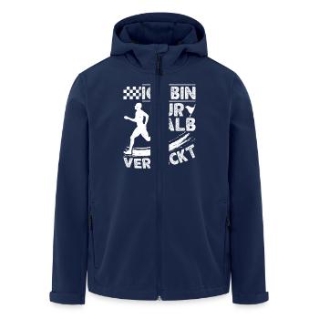 Läufer ICH BIN NUR HALB VERRÜCKT Laufen Lustig - Recycelte Männer Softshell-Jacke von Stanley/Stella - Navy - Vorne - AI Model Male 185 light (185cm)