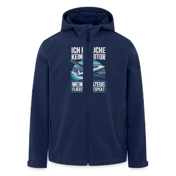 Lustiges Segelflieger Design - Recycelte Männer Softshell-Jacke von Stanley/Stella - Navy - Vorne - AI Model Male 185 light (185cm)