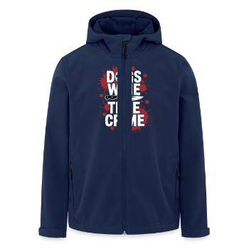 Dogs, Wine & True Crime – Funny Design - Men’s Recycled Softshell Jacket by Stanley/Stella - navy - Front - AI Model Male 185 light (185cm)