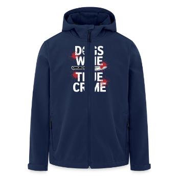 Dogs, Wine & True Crime – Funny Design - Men’s Recycled Softshell Jacket by Stanley/Stella - navy - Front - AI Model Male 185 light (185cm)