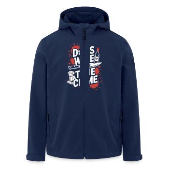 Dogs, Wine & True Crime – Funny Design - Men’s Recycled Softshell Jacket by Stanley/Stella - navy - Front - AI Model Male 185 light (185cm)