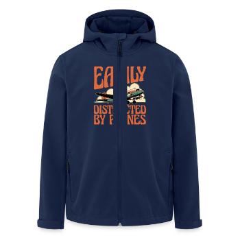 Flight Instructor Easily Distracted By Aviation - Men’s Recycled Softshell Jacket by Stanley/Stella - navy - Front - AI Model Male 185 light (185cm)