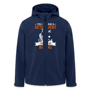 Mountain Bike Retirement Plan Design - Men’s Recycled Softshell Jacket by Stanley/Stella - navy - Front - AI Model Male 185 light (185cm)