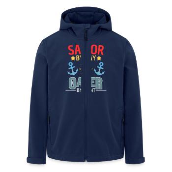 Lustiger Zocker Segler Gaming Spruch - Recycelte Männer Softshell-Jacke von Stanley/Stella - Navy - Vorne - AI Model Male 185 light (185cm)