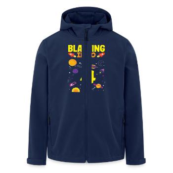 Raketenstart In Den Vierten Geburtstag - Recycelte Männer Softshell-Jacke von Stanley/Stella - Navy - Vorne - AI Model Male 185 light (185cm)