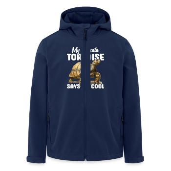 Meine Sulcata Tortoise Sagt, Ich Bin Cool - Recycelte Männer Softshell-Jacke von Stanley/Stella - Navy - Vorne - AI Model Male 185 light (185cm)