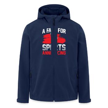 Funny Sports Announcer - Men’s Recycled Softshell Jacket by Stanley/Stella - navy - Front - AI Model Male 185 light (185cm)