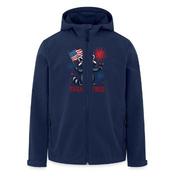 Raccoon Feral & Free White And Feral 4th Of July - Men’s Recycled Softshell Jacket by Stanley/Stella - navy - Front - AI Model Male 185 light (185cm)