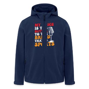 Funny Sports Announcer - Men’s Recycled Softshell Jacket by Stanley/Stella - navy - Front - AI Model Male 185 light (185cm)