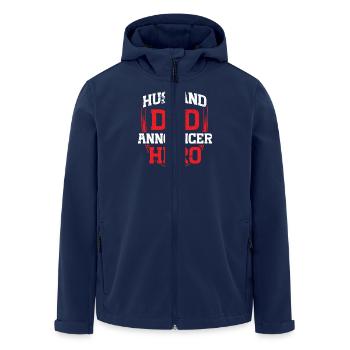 Funny Sports Announcer - Men’s Recycled Softshell Jacket by Stanley/Stella - navy - Front - AI Model Male 185 light (185cm)