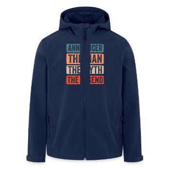 Funny Sports Announcer - Men’s Recycled Softshell Jacket by Stanley/Stella - navy - Front - AI Model Male 185 light (185cm)