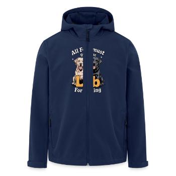 All Food Must Go to the Lab – two Labradors - Men’s Recycled Softshell Jacket by Stanley/Stella - navy - Front - AI Model Male 185 light (185cm)