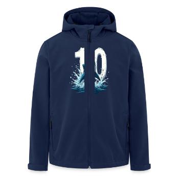 Shark Children's Birthday Ten Years of Adventure - Men’s Recycled Softshell Jacket by Stanley/Stella - navy - Front - AI Model Male 185 light (185cm)