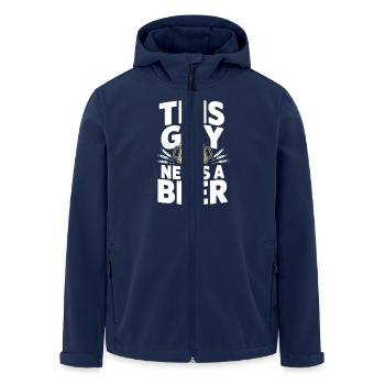 This Guy Needs a Beer - Men’s Recycled Softshell Jacket by Stanley/Stella - navy - Front - AI Model Male 185 light (185cm)